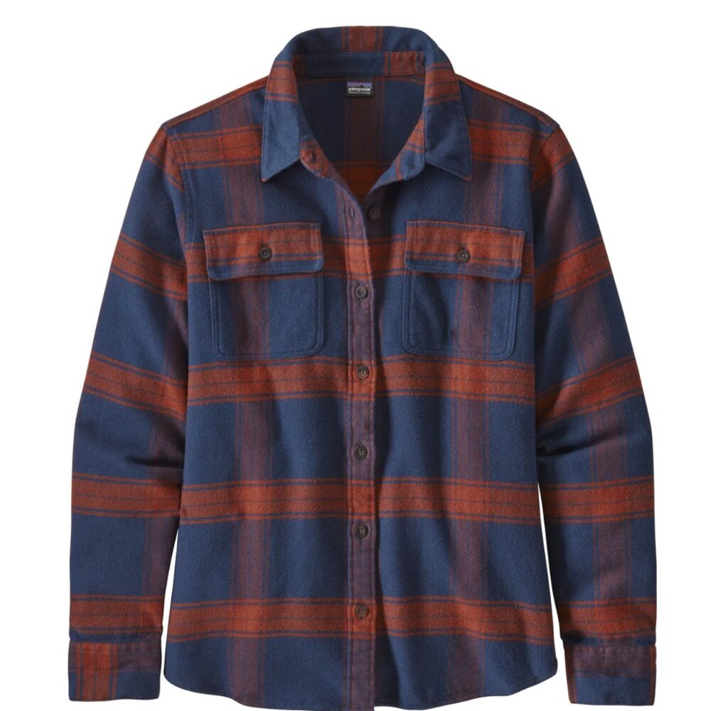 Patagonia Women’s Long-Sleeved Fjord Flannel Shirt in Burlwood New Navy Sz Med